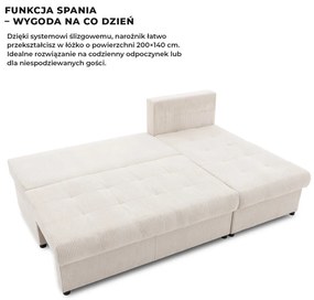 Venezia sarokkanapé, kordbársony, univerzális oldal, bonell töltet, bézs