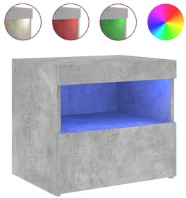 Betonszürke éjjeliszekrény LED-világítással 50 x 40 x 45 cm