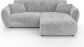 Világosszürke zsenília sarokkanapé (jobb oldali-heverő résszel) Nelia – Ropez