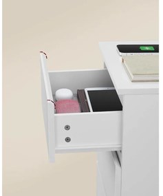 VASAGLE éjjeliszekrény 2 darabos szett, 2 hálózati aljzattal és 2 USB-porttal, fehér színben