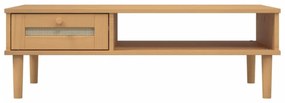 SENJA barna rattanhatású tömör fa dohányzóasztal 100x55x33 cm
