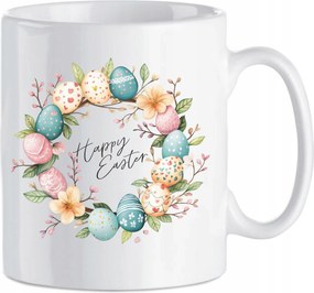 Húsvéti kerámia bögre Húsvéti koszorú Happy Easter 330 ml