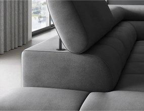 Sötétszürke bársony kinyitható-tárolóhelyes sarokkanapé (bal oldali-L alakú) Ferucce – ELTAP
