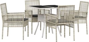 vidaXL Kert étkező szett 5 pcs Világosszürke polirattan