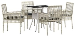 vidaXL Kert étkező szett 5 pcs Világosszürke polirattan