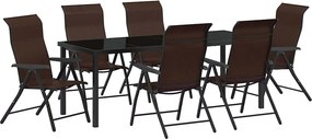 vidaXL Kert étkező szett 7 pcs Barna Porszórt acél
