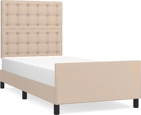 vidaXL cappuccino színű műbőr ágykeret fejtámlával 90x190 cm