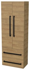 Alacsony fürdőszobai szekrény fekete fogantyúval SAT Cube Way 32,5x63x20 cm tölgy Hickory matrac CUBE3CV60DH