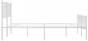 fehér fém ágykeret fej- és lábtámlával 140x200 cm