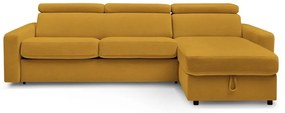 Mustársárga kinyitható sarokkanapé (variálható) Monaco – Bobochic Paris