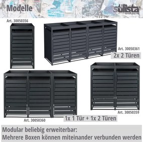 STILISTA Szekrény 1 szemetesre 68 x 124 x 80 cm antracit