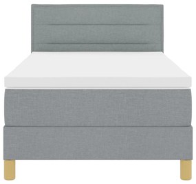 Box Spring Ágy matraccal és LED világosszürke 90x200 cm szövet