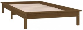 mézbarna tömör fa ágykeret LED világítással 100 x 200 cm