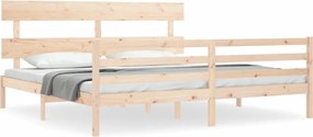 vidaXL tömör fa ágykeret fejtámlával 200 x 200 cm