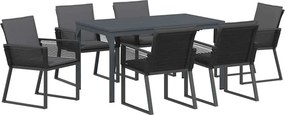 vidaXL Kert étkező szett 7 pcs Antracit polirattan