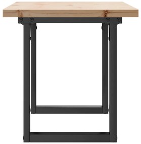 Tömör fenyőfa és acél O-vázú dohányzóasztal 100x50x45,5 cm