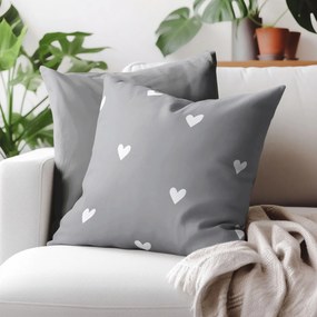 Goldea pamut párnahuzat - szívecskék, szürke alapon 40 x 40 cm