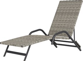 Outsunny Fonott Gyanta Napozóágy, Dönthető Kerti Napozó, 4 Szinten Állítható, S-alakú, Kemping Medence Teraszra, 156 x 62 x 96 cm, barna | Aosom