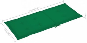 4 db zöld szövet kerti magas háttámlájú székpárna 120x50x3 cm
