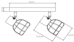Lucide 00929/02/30 - Spotlámpa FILOX 2xE14/40W/230V