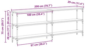 Konsole asztal Régi fa 200x29x75 cm Műgyanta fafából