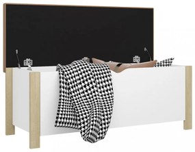 fehér és sonoma tölgy színű tárolódoboz párnával 105x40x45 cm