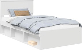 vidaXL Ágykeret fejtámlával Fehér 100 x 200 cm Tömör fenyőfa
