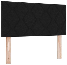 Boxrugós ágy Fekete és fehér és fekete 80 x 200 cm szövet