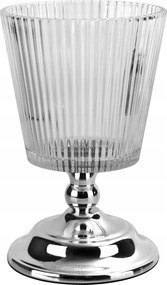 Üveg gyertyatartó fém lábon 20cm JKO288