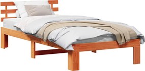 vidaXL Ágykeret fejtámlával Faggyú barna 100 x 200 cm Tömör fenyőfa