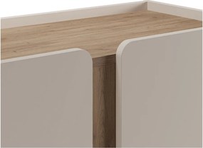 Krémszínű-natúr színű szekrény tölgyfa dekorral 90x120x40 cm Lucile – Marckeric