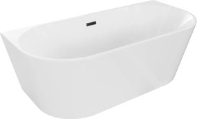 Mexen Oval szabadon álló fal melletti kád 180 x 80 cm, fehér, fekete túlfolyó - 52671808000-70