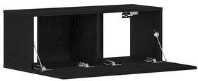 Fekete Tölgy TV Állvány 80x30x30 cm Műanyag Fából készült