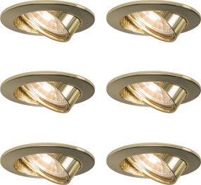 6 darabos, dönthető, kerek, süllyesztett spotlámpa szett arany színben - Edu