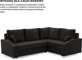 Grande Plus sarokkanapé, jobboldali, szövet anyag, fekete