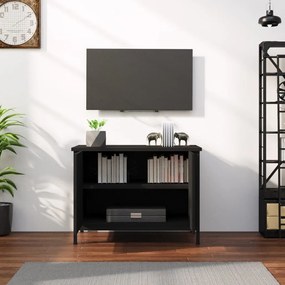 fekete szerelt fa TV-szekrény ajtókkal 60x35x45 cm
