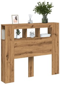 kézműves tölgyszínű szerelt fa LED-es fejtámla 120x18,5x103,5cm