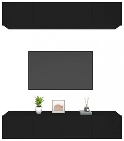 4 db fekete szerelt fa TV-szekrény 80 x 30 x 30 cm
