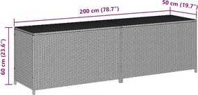 Szürke Polyrattan Kerti Tárolóláda 200 X 50 X 60 Cm