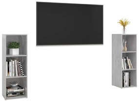 2 db betonszürke szerelt fa TV-szekrény 107 x 35 x 37 cm