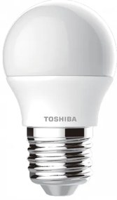 LED lámpa , égő , kisgömb , E27 foglalat , 7 Watt , 180° , hideg fehér , TOSHIBA , 5 év garancia