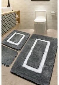 Fürdőszobaszőnyeg Szett (3 db) Quadrato Frame - Antracit