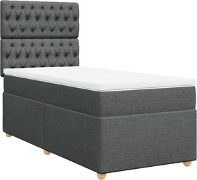 vidaXL sötétszürke szövet rugós ágy matraccal 80 x 200 cm