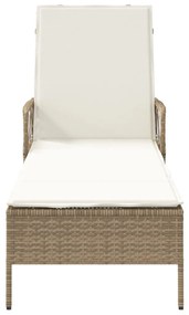 Napozóágy Bézs és krém színű PE Rattan 157 x 55 x 92 cm
