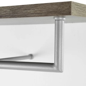 Előszoba panel, 5 akasztóval és akasztórúddal, fehér-tölgy - NEBRASKA