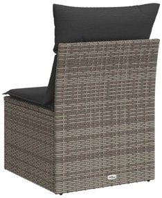 szürke polyrattan karfa nélküli kerti kanapé párnával