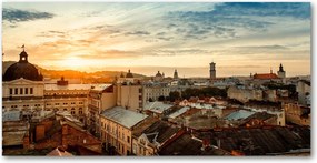 Fotó üvegkép Napfelkelte Oroszlány 140x70