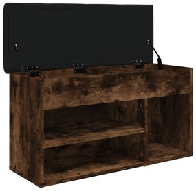 füstös tölgy színű szerelt fa cipőtároló pad 82 x 32 x 45,5 cm