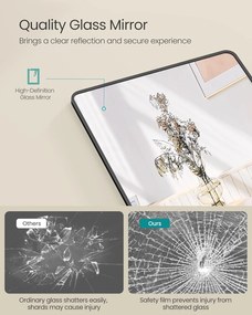 Álló tükör, teljes alakos tükör, 50 x 160 cm,  alumíniumötvözet váz, edzett üveg, fekete