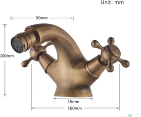 Bidécsaptelep EYN AQB1144 forgatható kifolyóval, antik bronz felülettel
